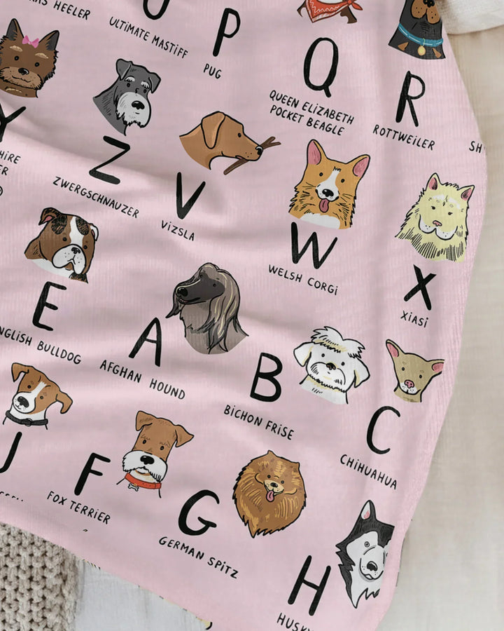 Funny Dogs Alphabet Bamboo Blanket