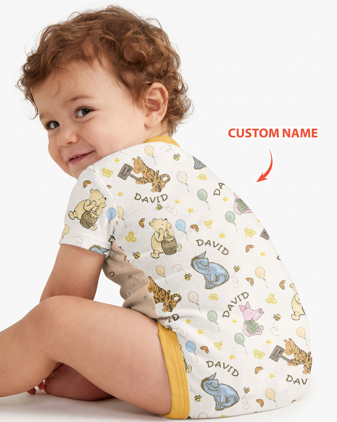 Little Things, Big Love Classic Bear Custom Name Bamboo Bodysuit