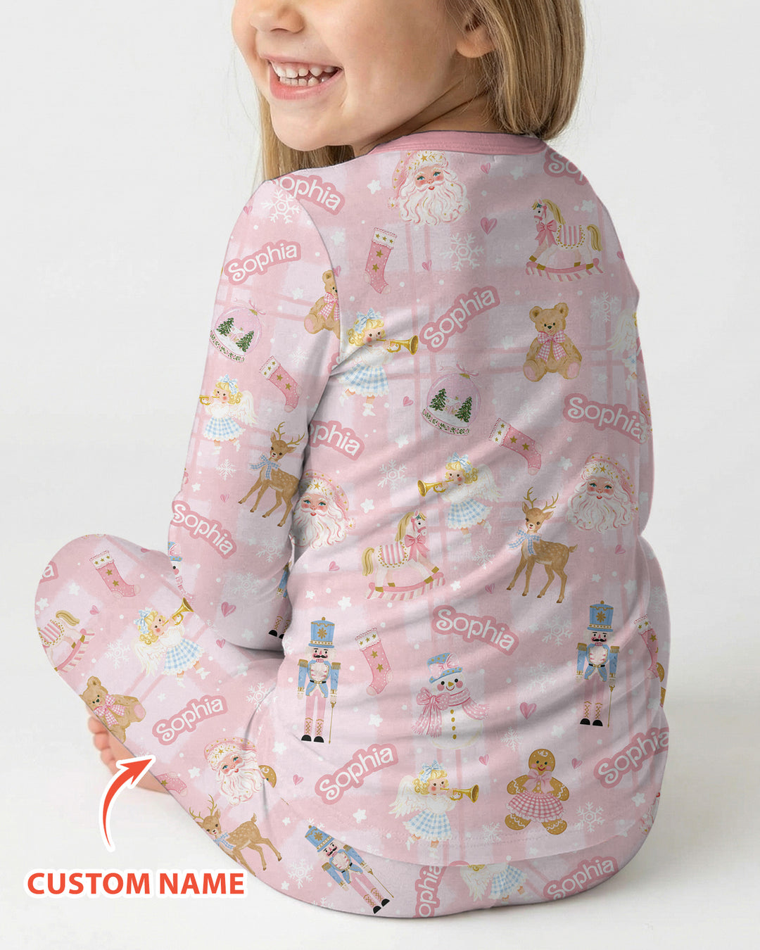 Custom Name Winter Wonderland Bamboo Two Piece Long Sleeve Pajama Set