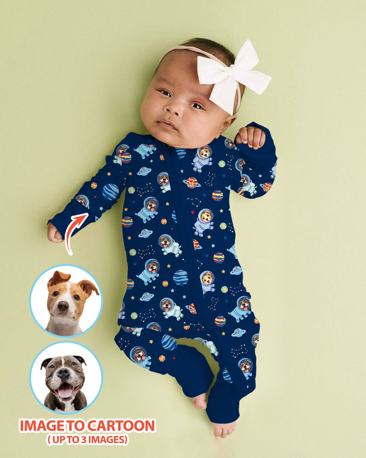 Astronaut Custom Pet Image Family Matching Bamboo Convertible Zippy