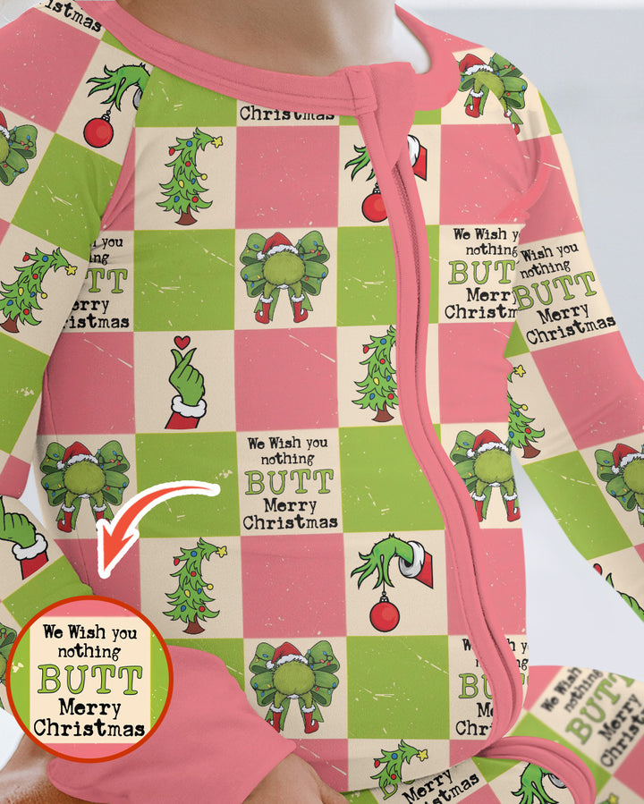 Nothing Butt Merry Christmas Checkerboard Bamboo Convertible Zippy