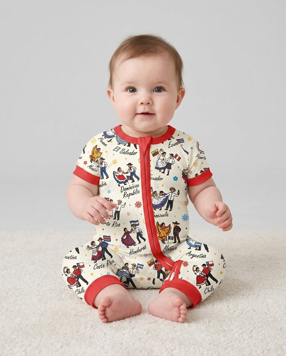Hispanic Traditional Folkloric Dress Bamboo Shorty Zippy