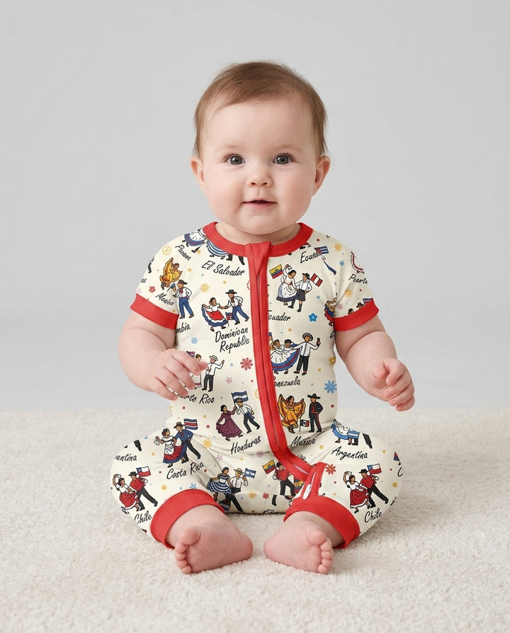 Hispanic Traditional Folkloric Dress Bamboo Shorty Zippy