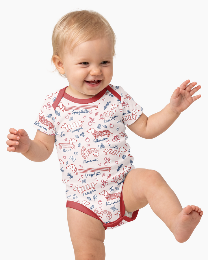 Funny Dachshund Pasta Pups Bamboo Bodysuit