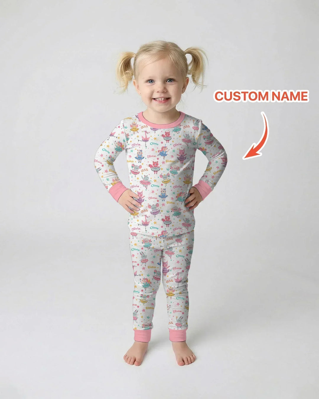 Fairy Friends Ballet Custom Name Bamboo Two Piece Long Sleeve Pajama Set