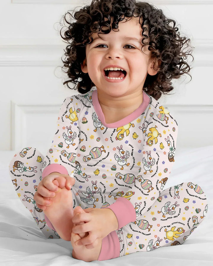 Easter Goose Family Matching Bamboo Two Piece Long Sleeve Pajama Set