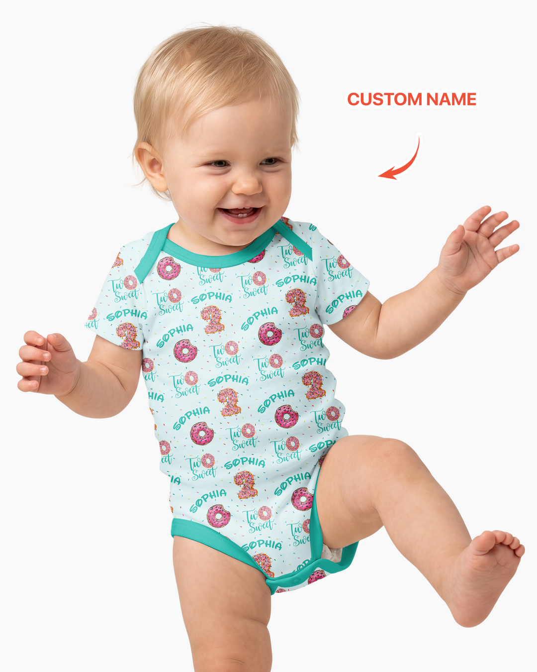 Custom Name Two Sweet Donut Bamboo Bodysuit