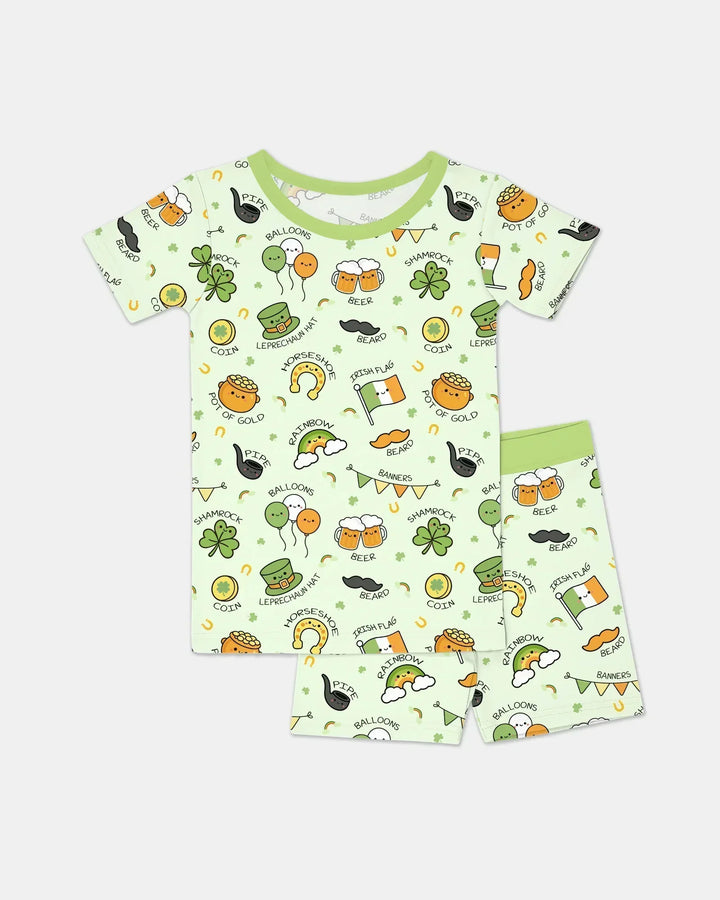 Kawaii St Patrick's Day Bamboo Two Piece Short Sleeve Shorts Pajama Set