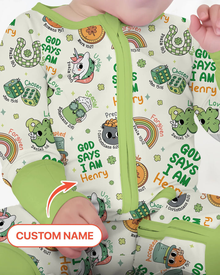 Personalized God Says I Am St. Patrick's Day Family Matching Bamboo Convertible Zippy