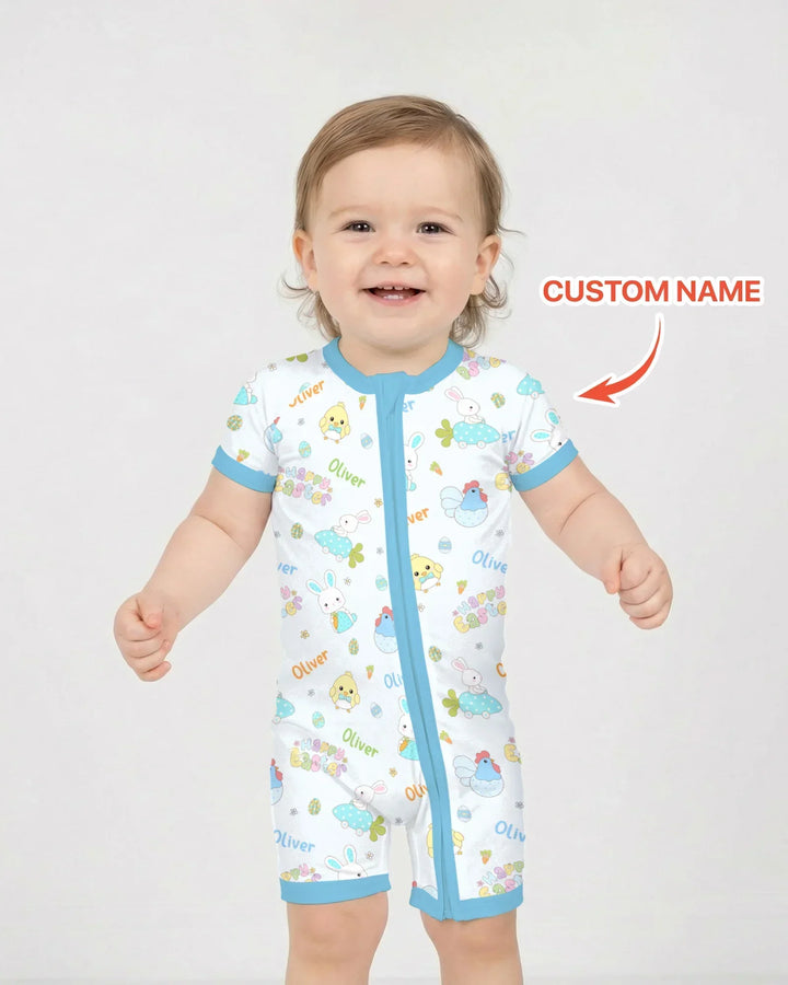 Custom name Happy Easter Bamboo Shorty Zippy