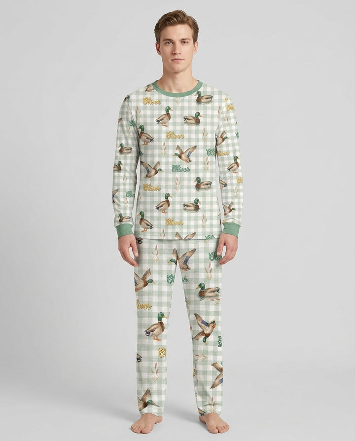 Mallard Duck Custom Name Bamboo Men's Pajama Set