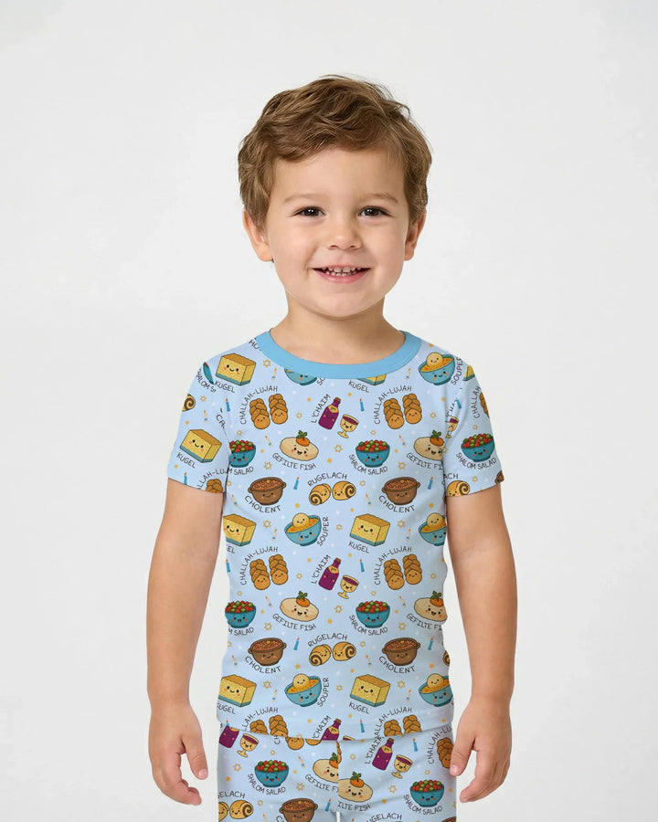 Shabbat Shalom Bamboo Two Piece Short Sleeve Pajama Set