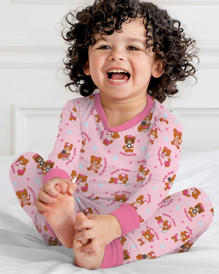 Born To Play Baseball Bamboo Two Piece Long Sleeve Pajama Set
