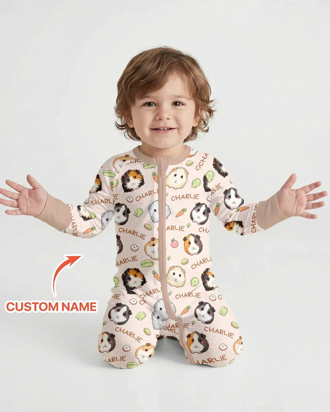 Custom Name Cute Guinea Pigs Bamboo Convertible Zippy