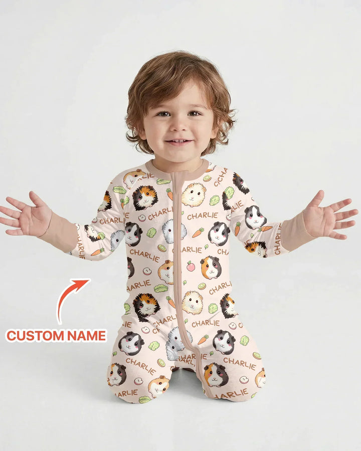 Custom Name Cute Guinea Pigs Bamboo Convertible Zippy