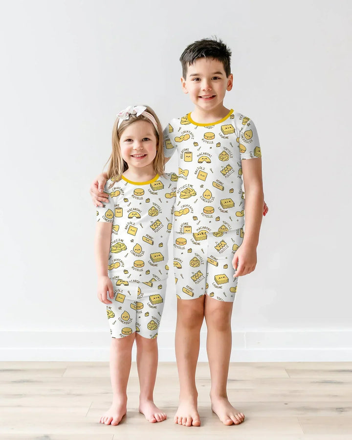 Kawaii Pasta Bamboo Two Piece Short Sleeve Shorts Pajama Set