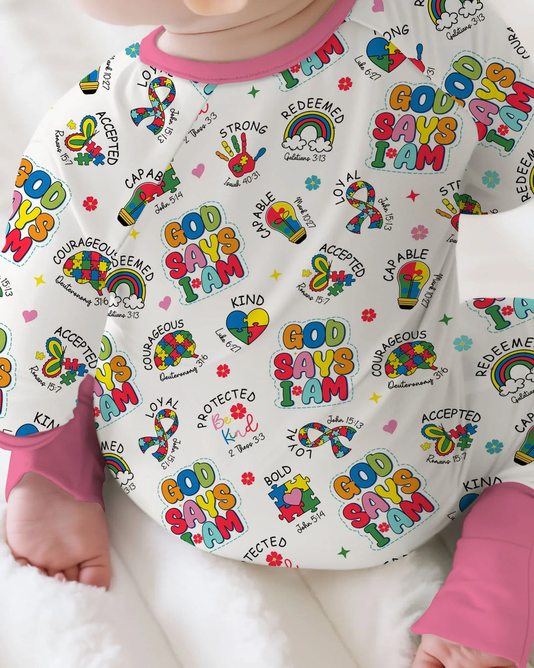 God Says I Am Autism Awareness Bamboo Convertible Zippy