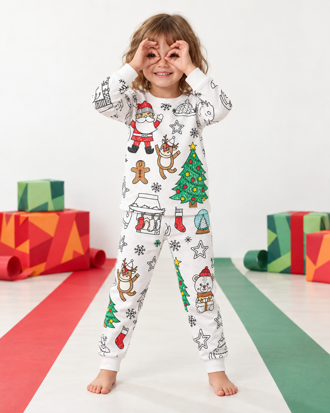 Christmas Colorable Bamboo Two Piece Pyjamas Set