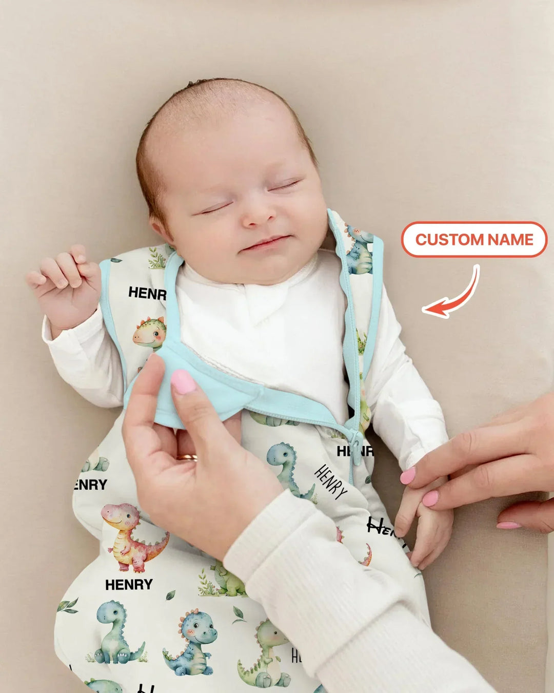 Dinosaur Custom Name Bamboo Sleep Bag