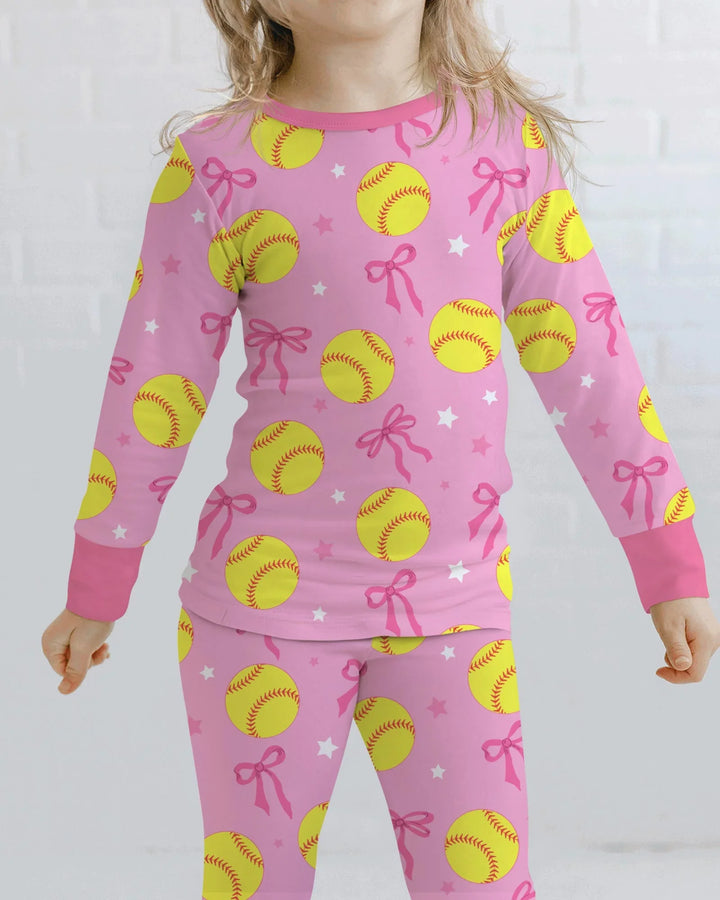 Softball Lovers Bamboo Two Piece Long Sleeve Pajama Set