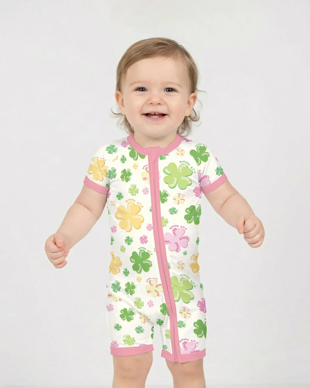Shamrocks Print St. Patrick's Day Bamboo Shorty Zippy