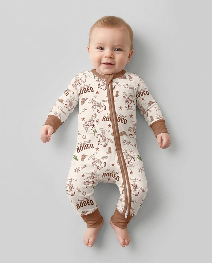Custom Name First Rodeo Family Matching Bamboo Convertible Zippy