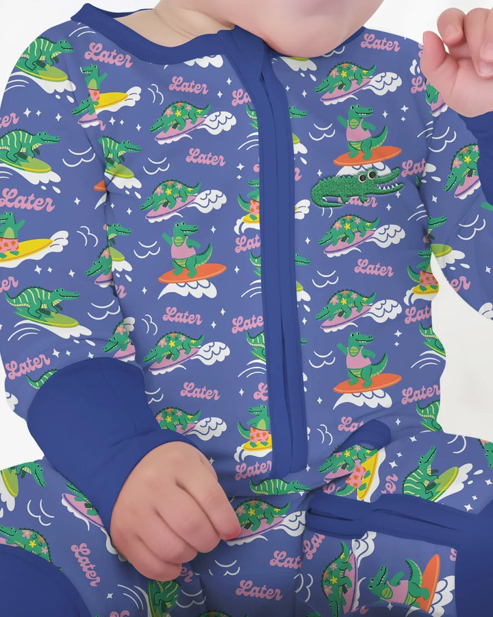 Embroidered Summer Alligator Bamboo Convertible Zippy