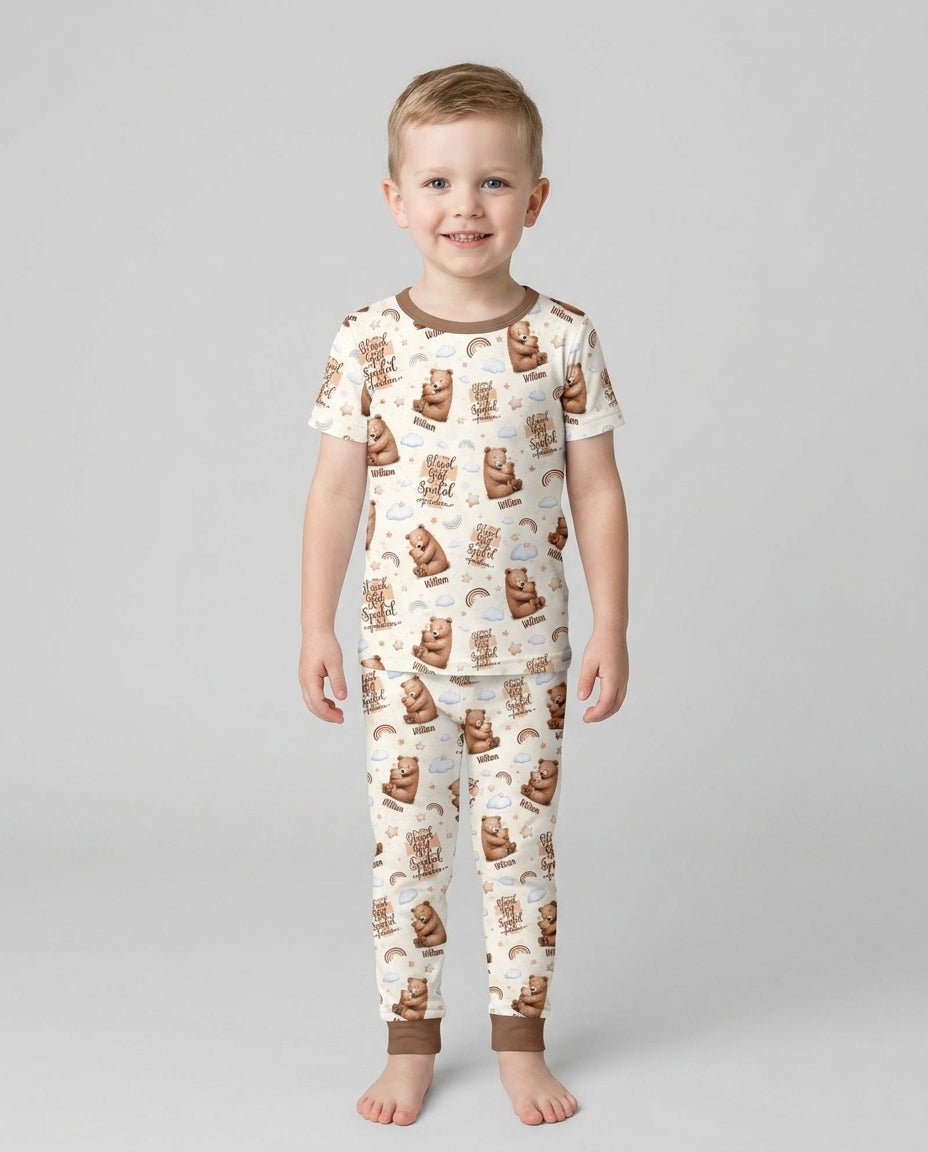 CUSTOM Template Bamboo Two Piece Short Sleeve Pyjamas Set