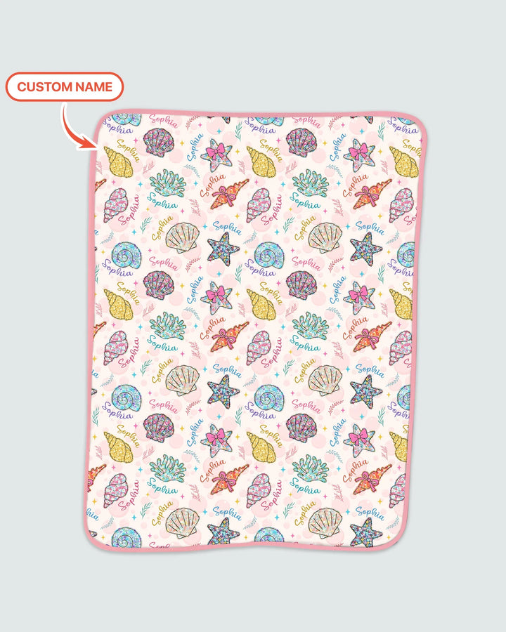 Custom Name Seaside Wildflower Summer Bamboo Blanket