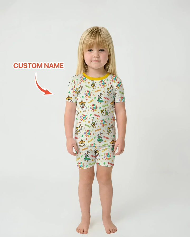 Custom name Me Goose-ta Bamboo Two Piece Short Sleeve Shorts Pajama Set