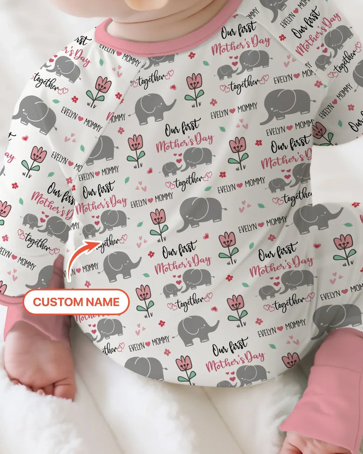 Custom Name Elephant Our First Mother's Day Bamboo Convertible Zippy