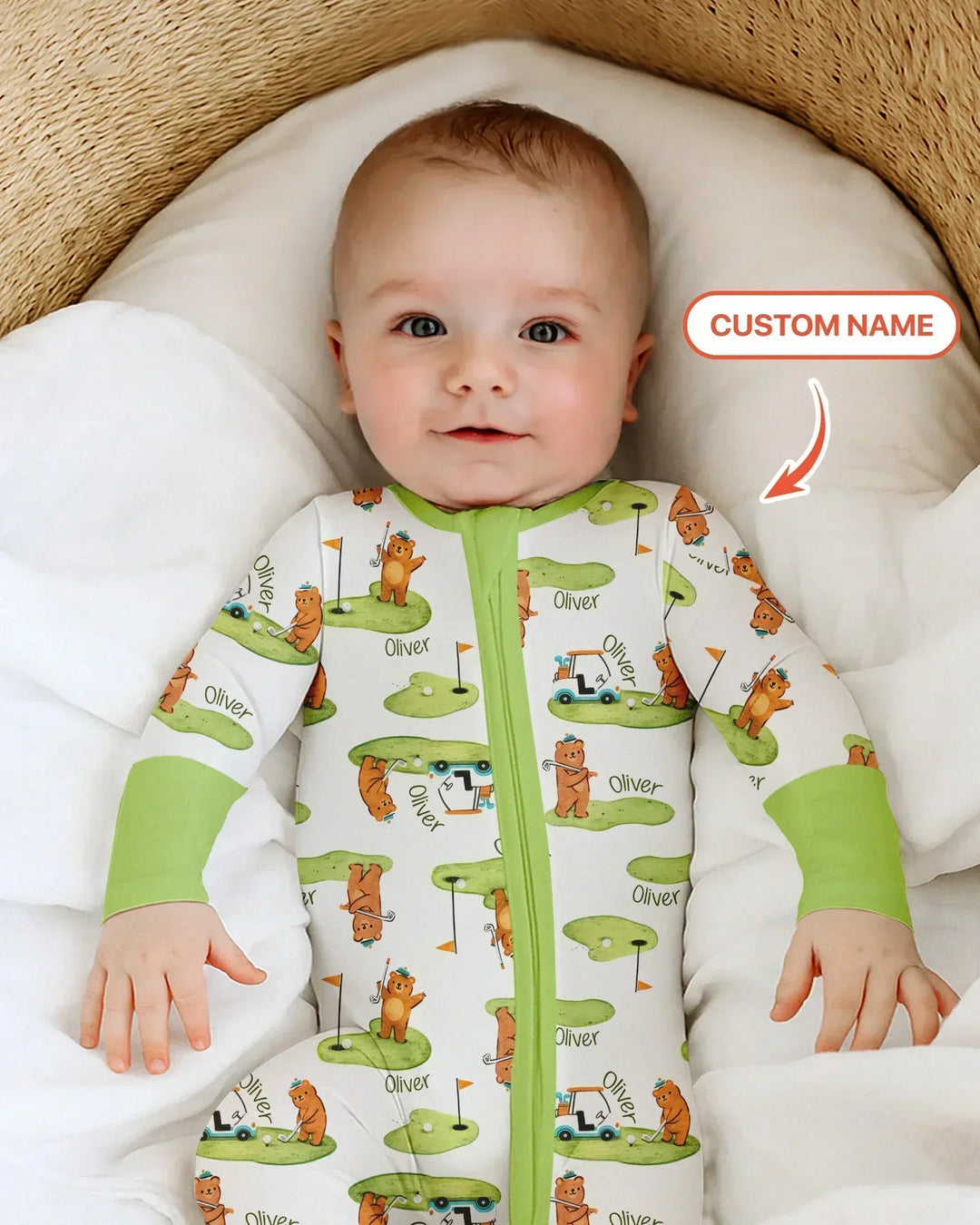 Custom Name Little Bear Golf Club Bamboo Convertible Zippy