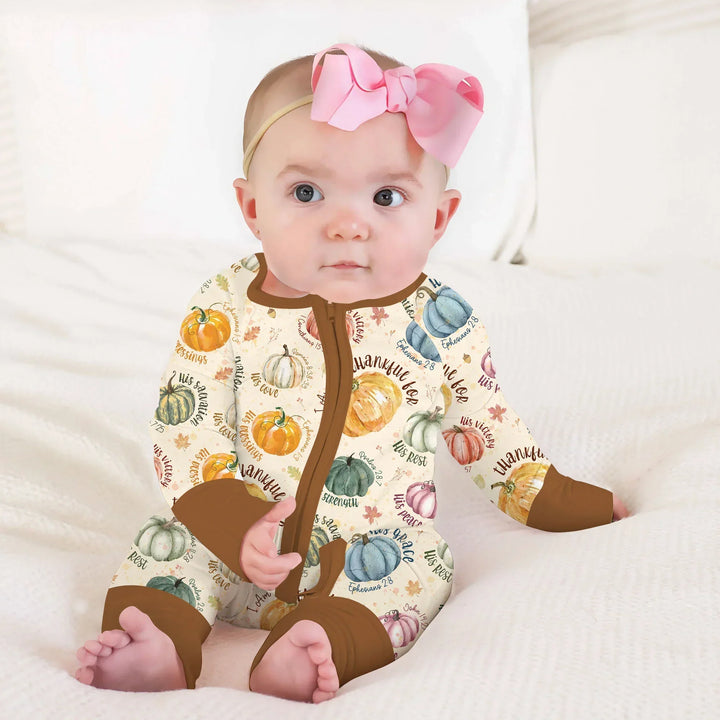 Christian Thanksgiving Convertible Zippy , Christian Thanksgiving Convertible Zippy - 0-3M / Chocolate Brown