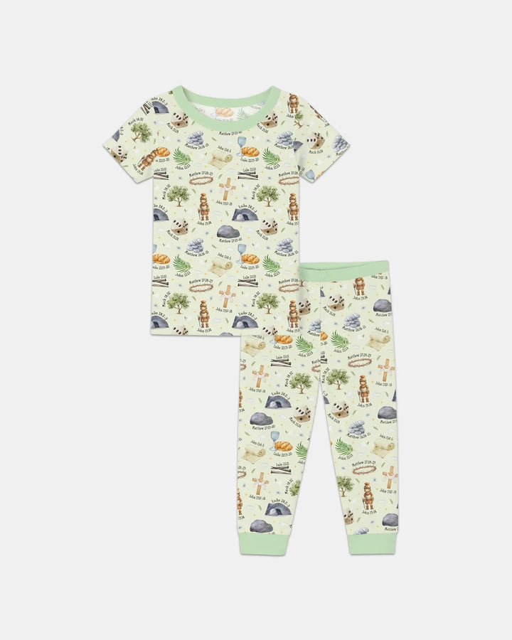 He Is Risen Family Matching Bamboo Two Piece Short Sleeve Pajama Set