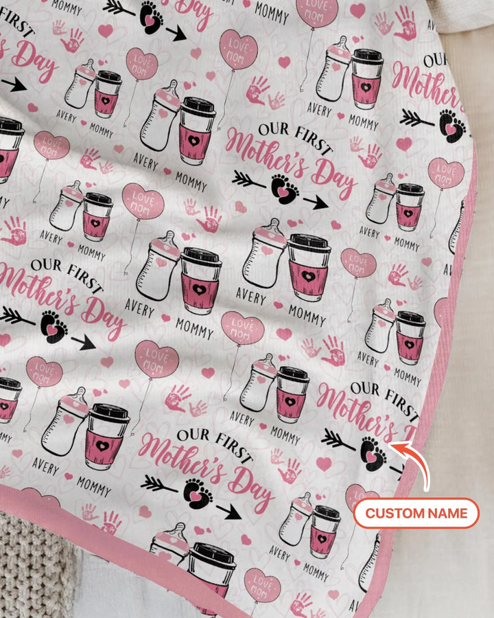Custom Name First Mother's Day Drink Bamboo Blanket