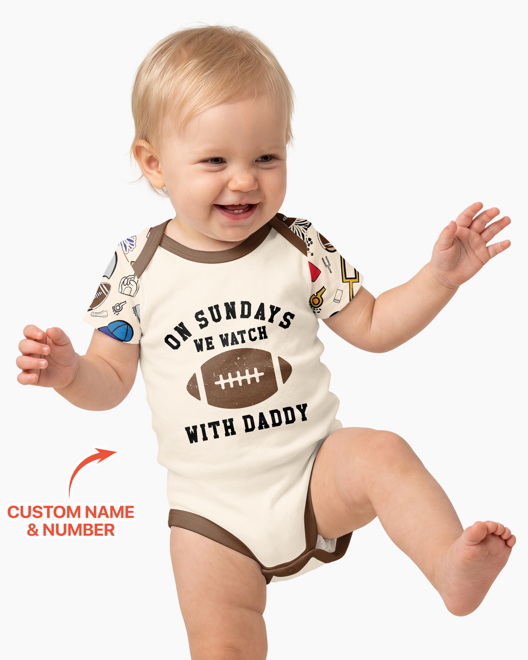 On Sundays We Watch Football With Daddy Family Matching Bamboo Bodysuit