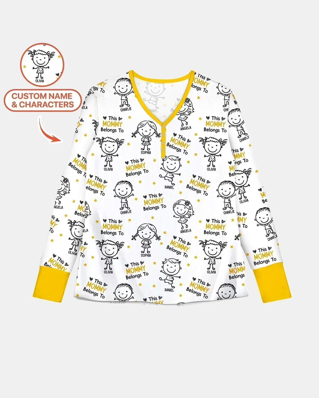 Custom Name "This Mommy Belongs To" Doodle Bamboo Women Pajama Set