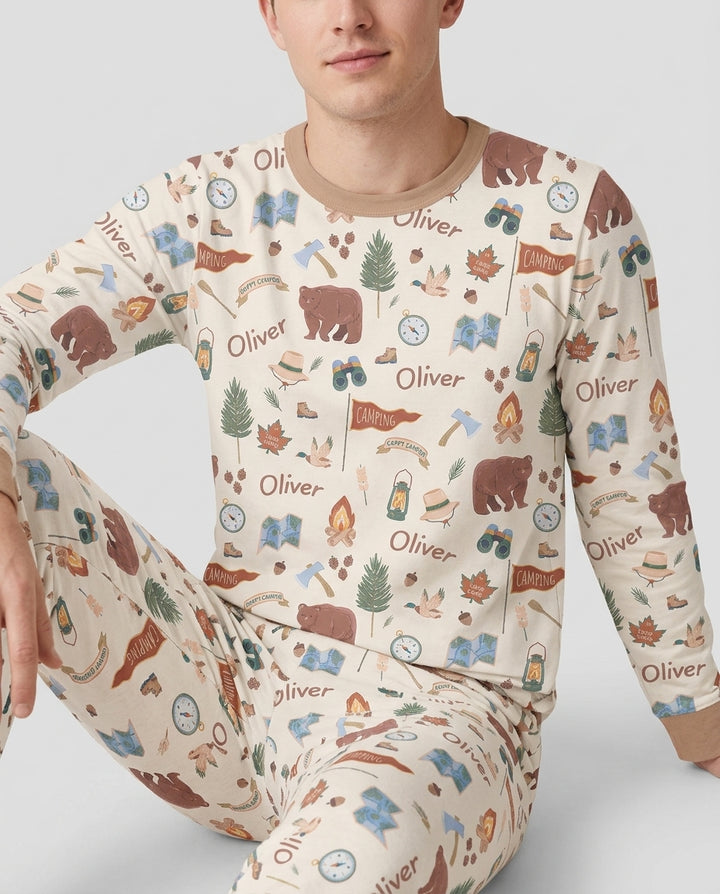 Custom Name Adventure Outdoors Bamboo Men's Pajama Set