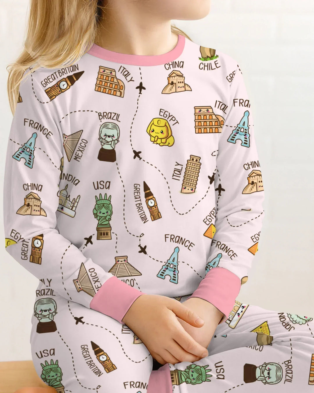 Kawaii World Tour Bamboo Two Piece Long Sleeve Pajama Set