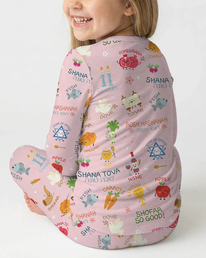 Family Rosh Hashanah Matching Bamboo Two Piece Long Sleeve Pajama Set