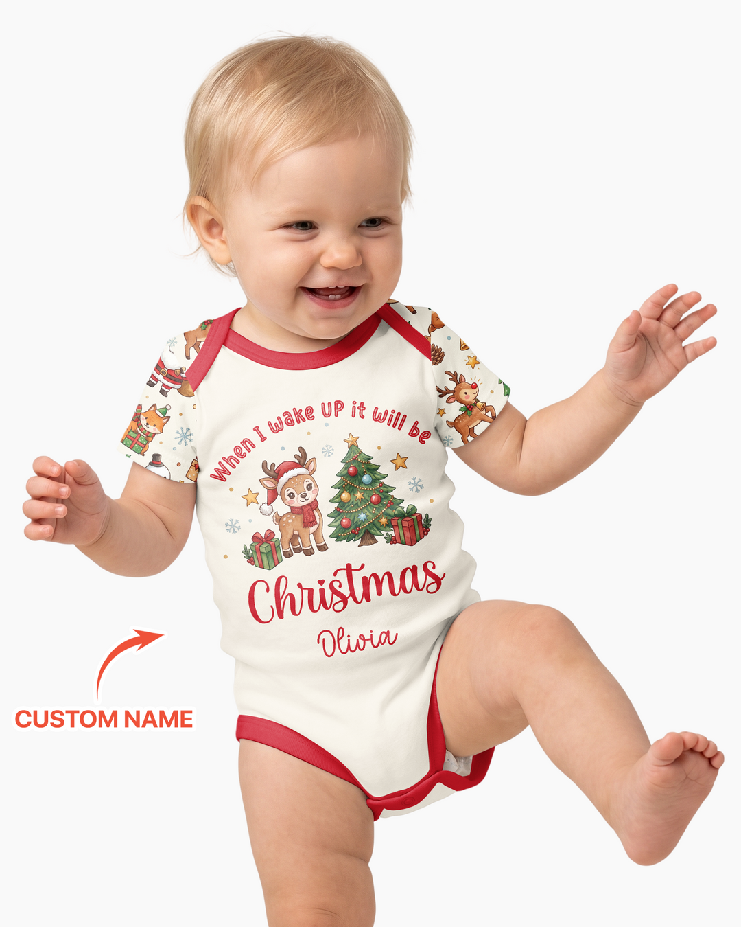 Custom Name When I Wake Up It's Will Be Christmas Bamboo Bodysuit