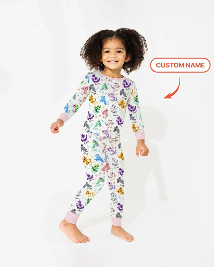 I Love You Axolotl Custom Name Bamboo Two Piece Long Sleeve Pajama Set