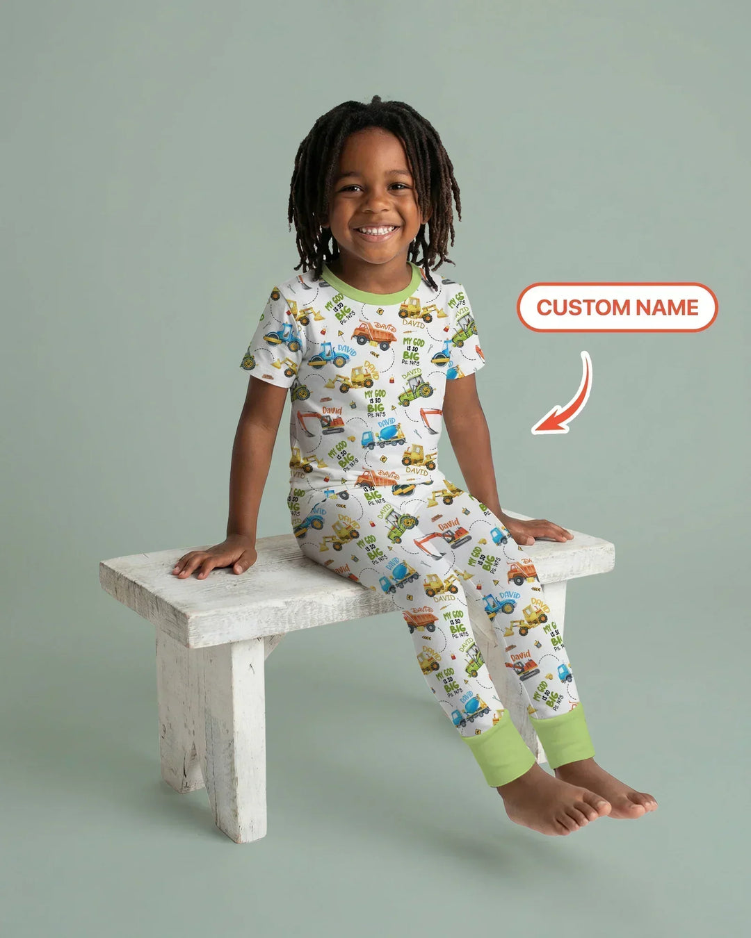 My God Is So Big Custom Name Bamboo Two Piece Short Sleeve Pajama Set