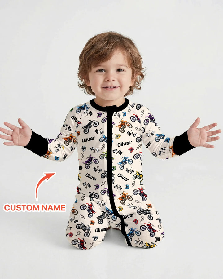Custom Name Little Dirt Bike Rider Bamboo Convertible Zippy