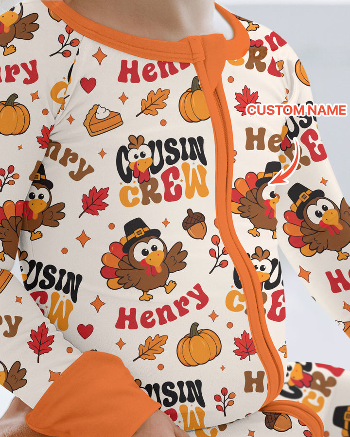 Personalized Cousin Crew Thanksgiving Bamboo Convertible Zippy