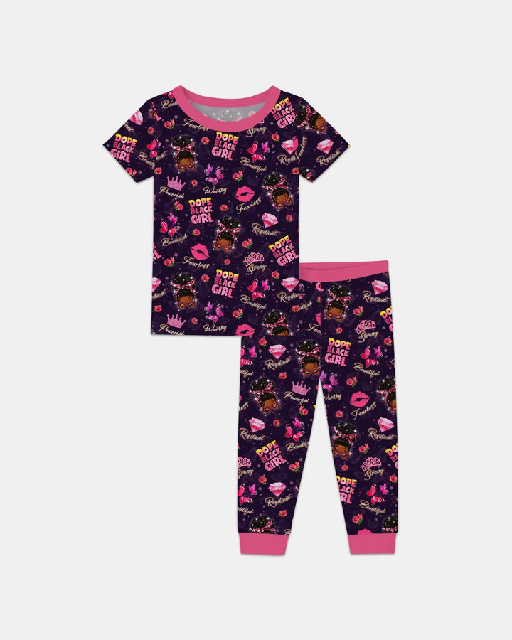 Dope Black Queen Bamboo Two Piece Short Sleeve Pajama Set