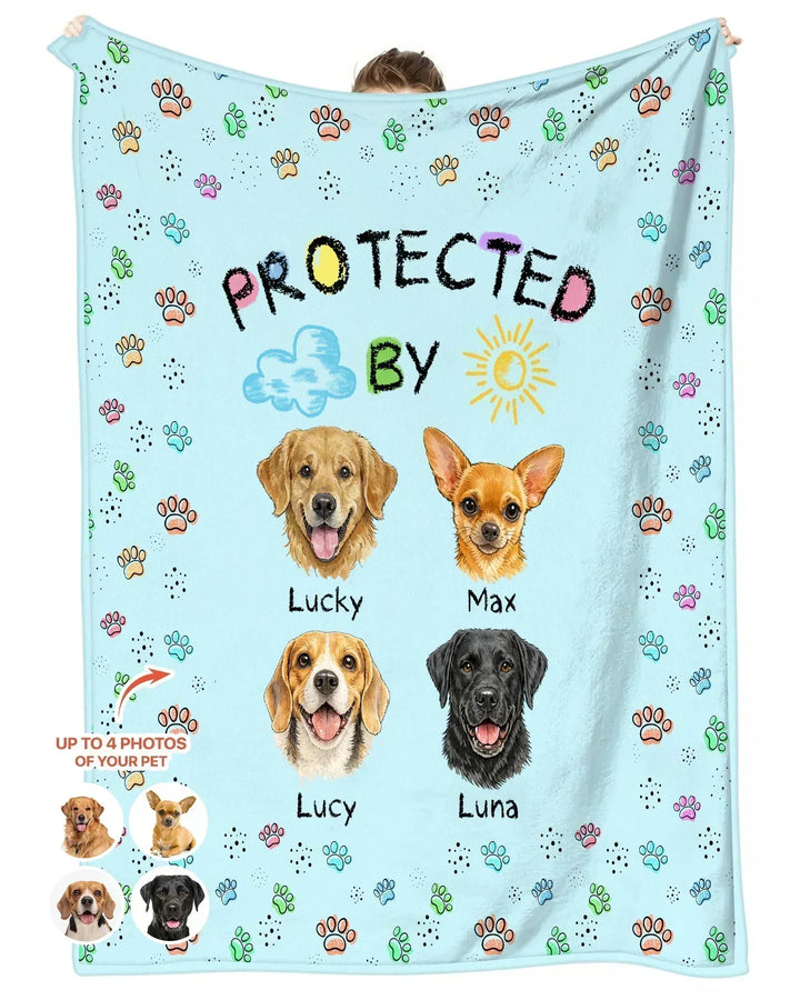 Custom Photo Crayon "Protected By" Bamboo Blanket