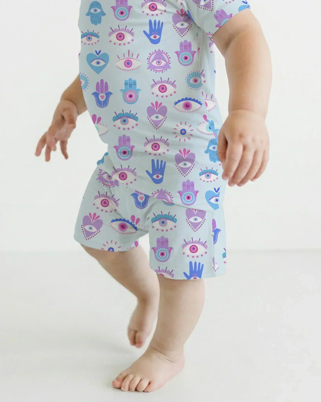 Hamsa Heart Guardians Family Matching Bamboo Two Piece Short Sleeve Shorts Pajama Set