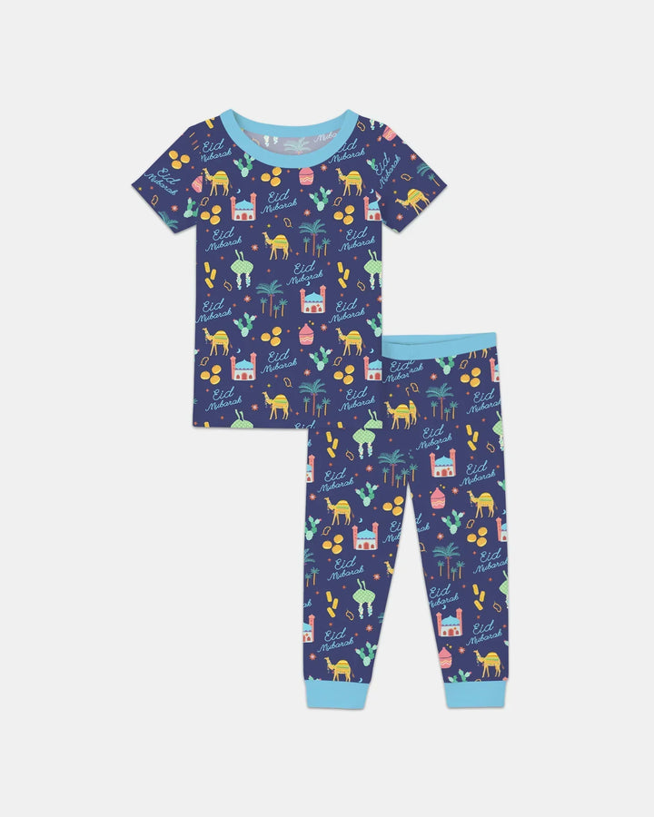 Eid Mubarak Matching Family Bamboo Two Piece Short Sleeve Pajama Set