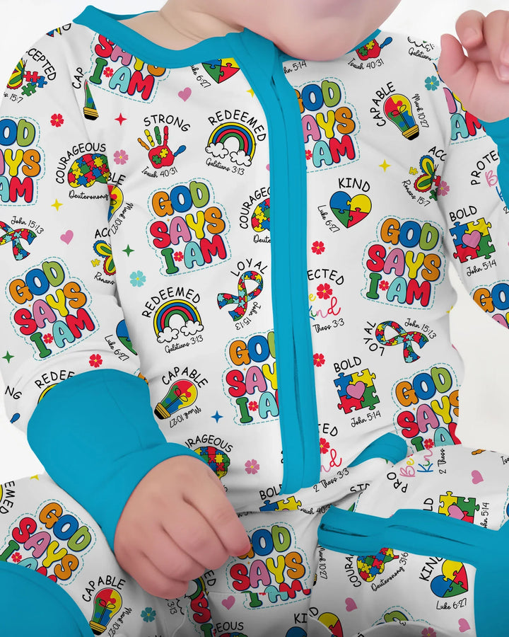 God Says I Am Autism Awareness Bamboo Convertible Zippy